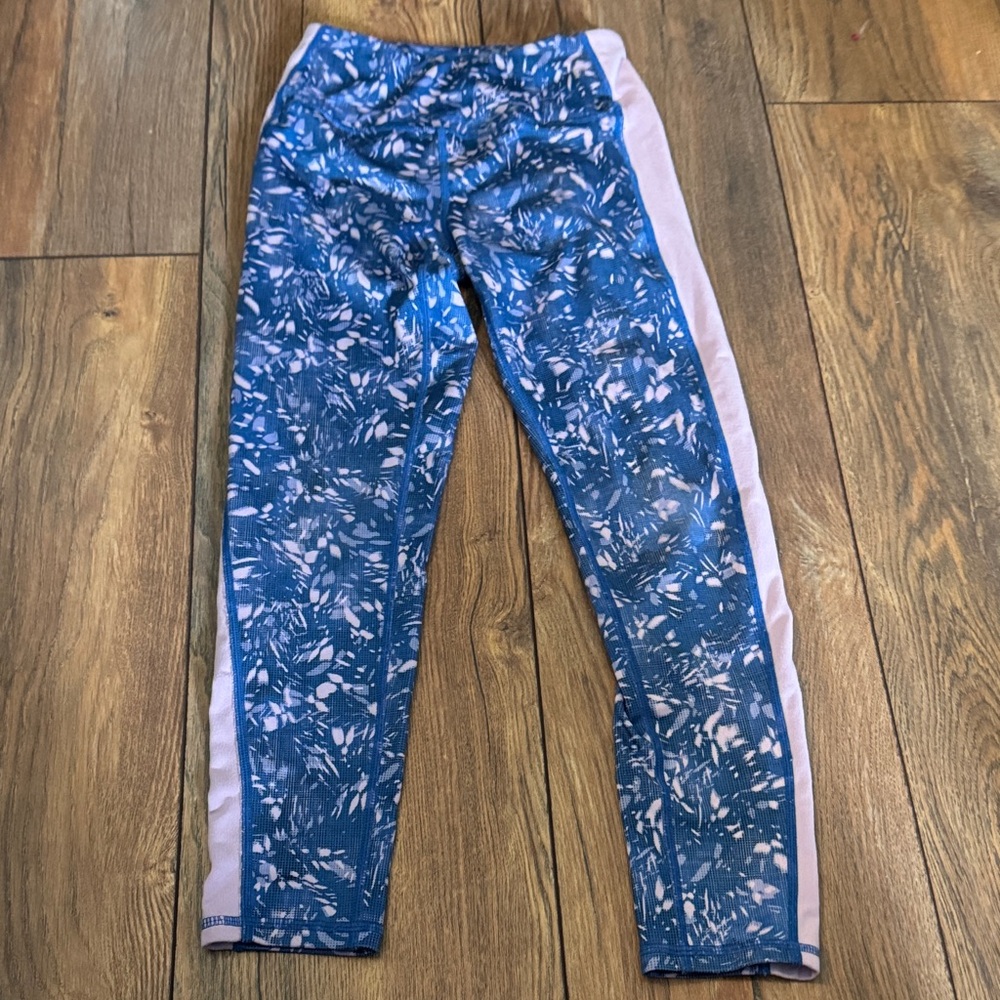 Zella Girl Blue and Pink Patterned Athletic Leggings - SIZE 5/6
